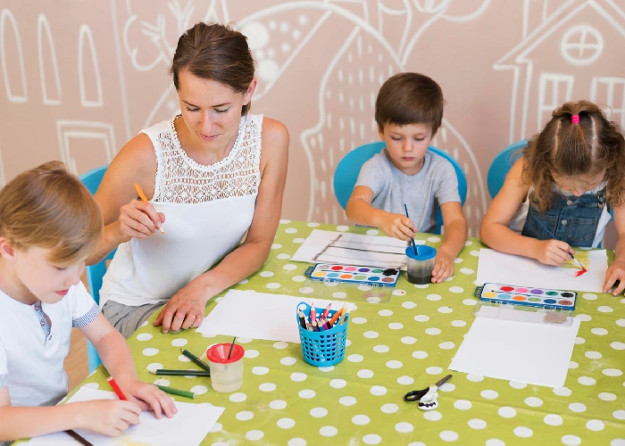 Creative activity session at a montessori preschool near me