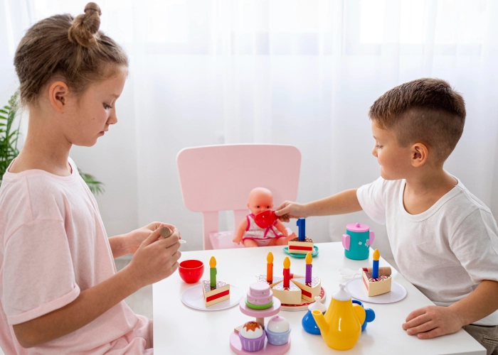 Children practicing life skills at a playschool